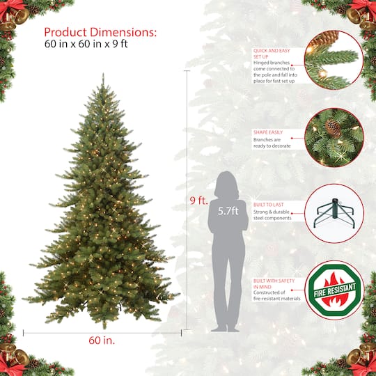 9ft. Pre-Lit Royal Majestic Fraser Fir Artificial Christmas Tree, Clear Lights